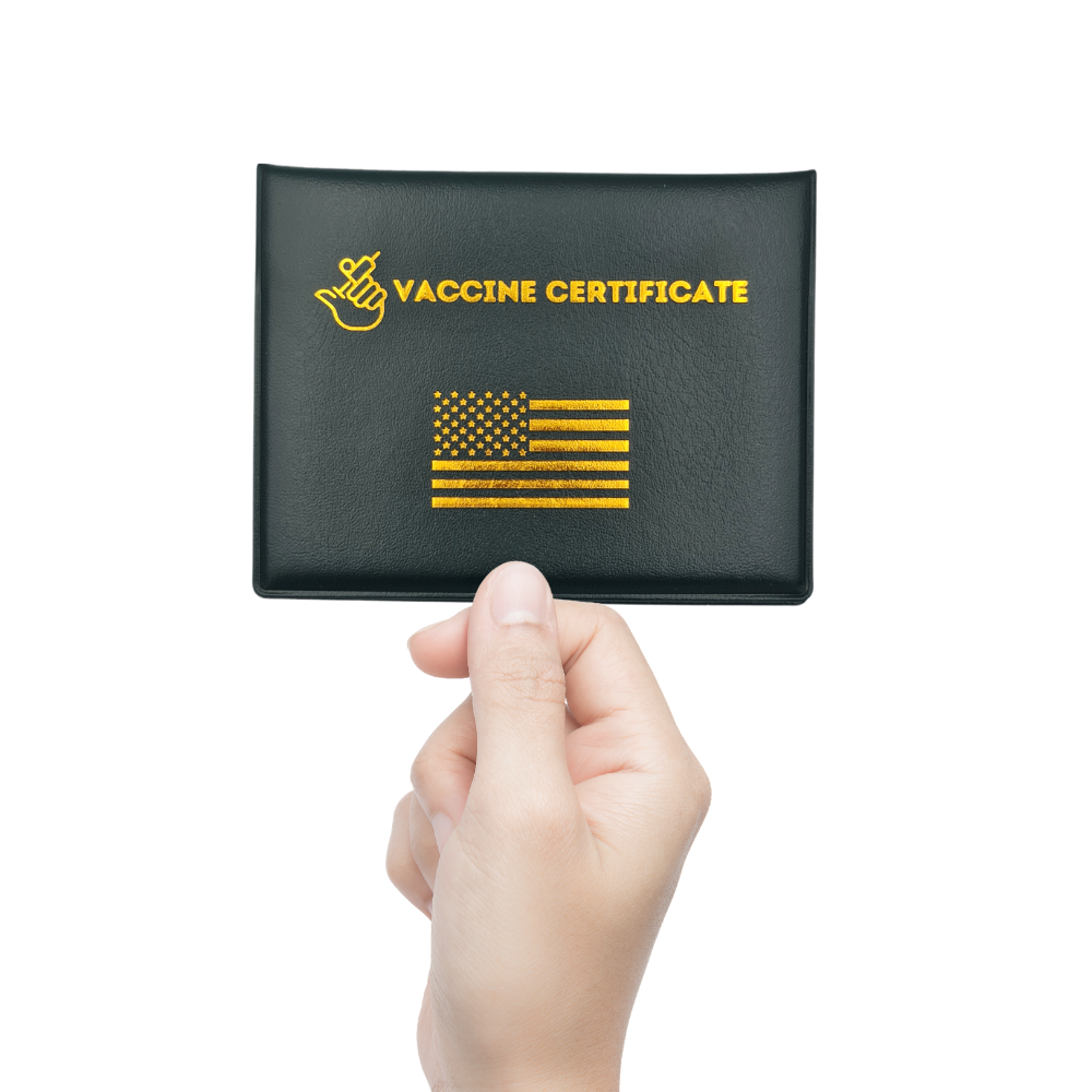 Pack of 5 Card Holders for CDC Vaccination Cards, designed for protection and easy display.