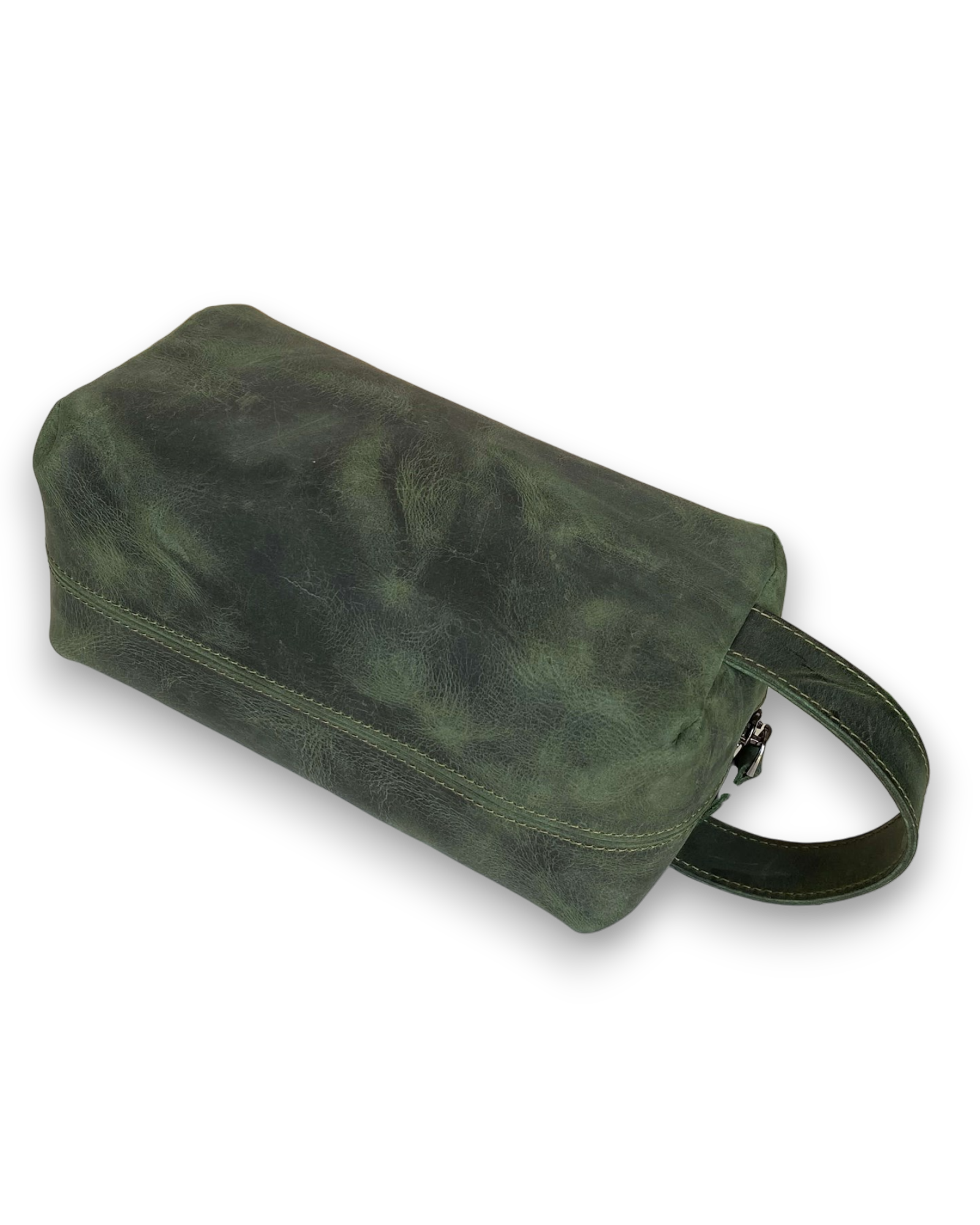 Partenon Genuine Leather Dopp Kit in various colors, showcasing its elegant design and zipper feature.