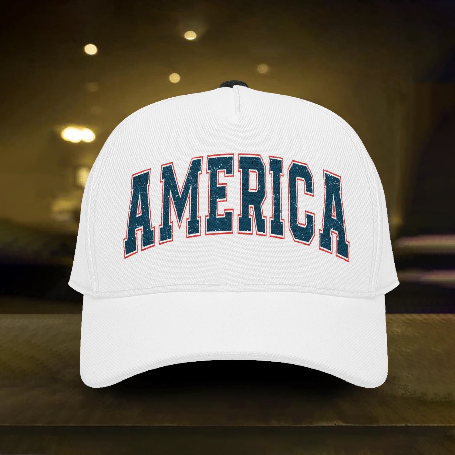 A stylish Popular America Hat made of 100% canvas, featuring a low crown, structured fit, and a flat bill that can be curved.