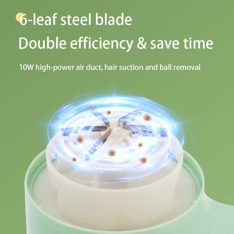 Portable lint remover with digital display and 6-blade steel knife, designed for efficient fabric shaving and hair removal.