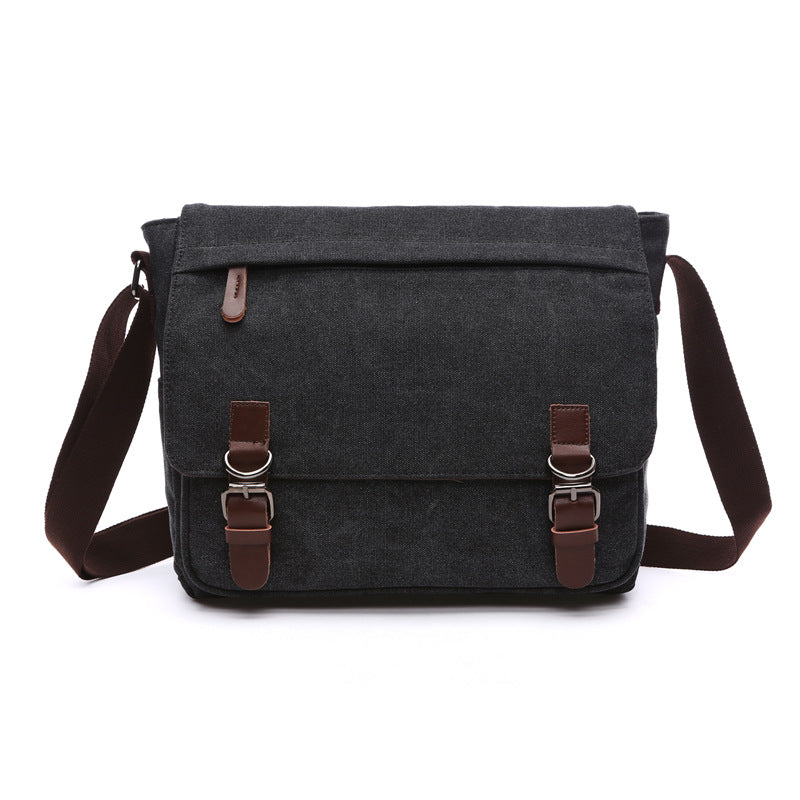 Practical Versatile Canvas Messenger Bag in stylish design, showcasing its durable canvas material and multiple compartments.