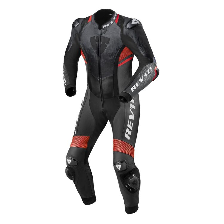 REV'IT! Quantum 2 Race Suit showcasing its sleek design, premium leather, and protective features, ideal for professional racing.