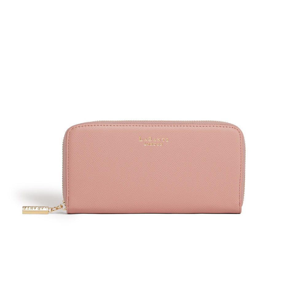 Robin Nude Vegan Wallet featuring textured exterior and zip-around design, ideal for everyday use.