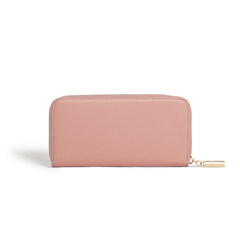 Robin Nude Vegan Wallet featuring textured exterior and zip-around design, ideal for everyday use.