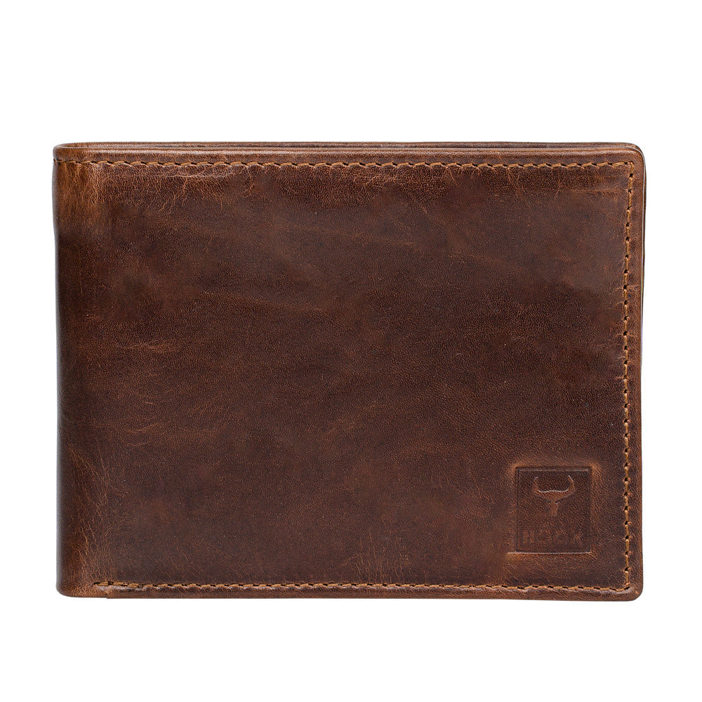 Royal Wallet made from genuine leather, featuring multiple card slots and a zipped coin pocket, elegantly designed for men.