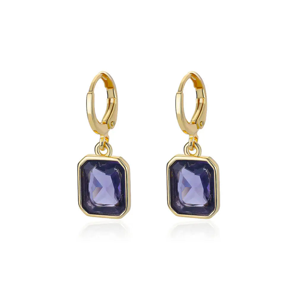 A pair of Simple Elegant Drop Earrings made of stainless steel, featuring a trendy square design, perfect for women.