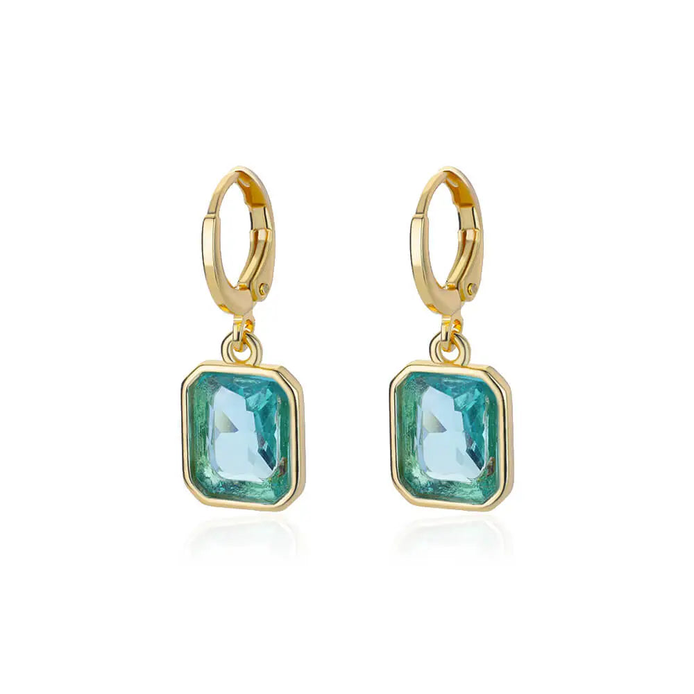 A pair of Simple Elegant Drop Earrings made of stainless steel, featuring a trendy square design, perfect for women.