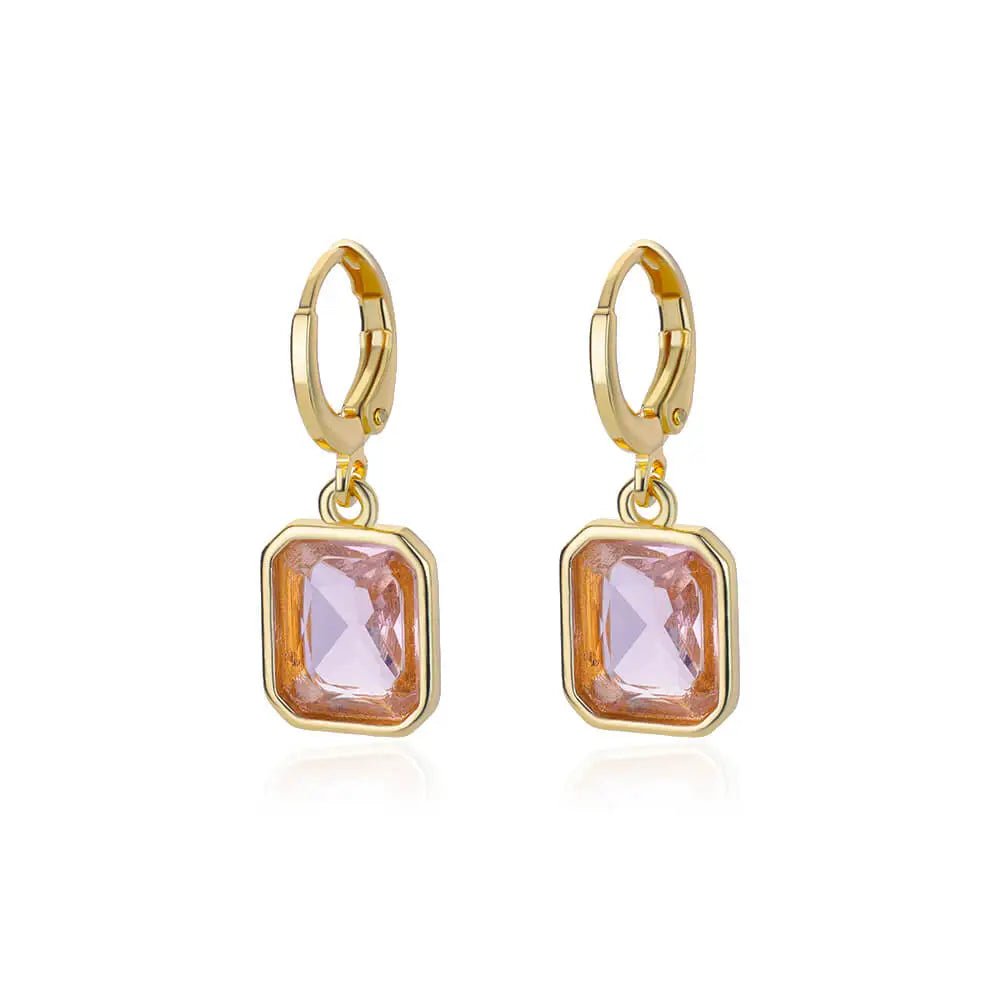 A pair of Simple Elegant Drop Earrings made of stainless steel, featuring a trendy square design, perfect for women.