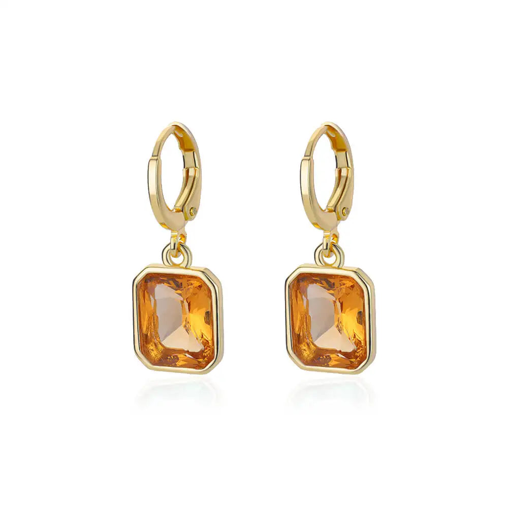 A pair of Simple Elegant Drop Earrings made of stainless steel, featuring a trendy square design, perfect for women.