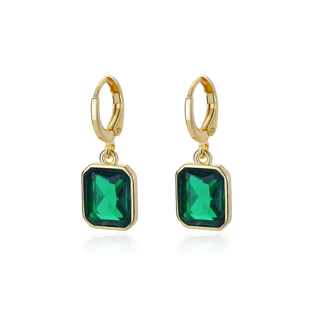 A pair of Simple Elegant Drop Earrings made of stainless steel, featuring a trendy square design, perfect for women.