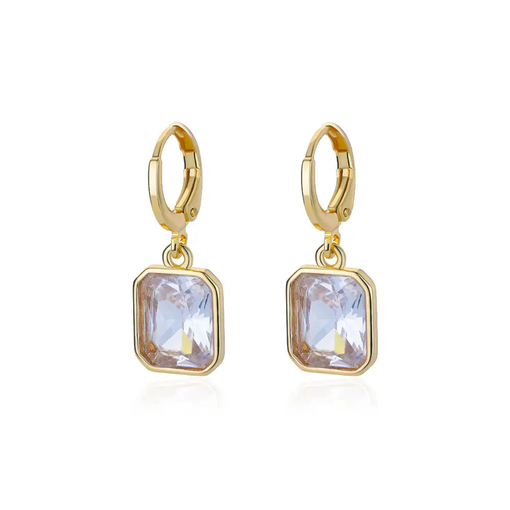 A pair of Simple Elegant Drop Earrings made of stainless steel, featuring a trendy square design, perfect for women.