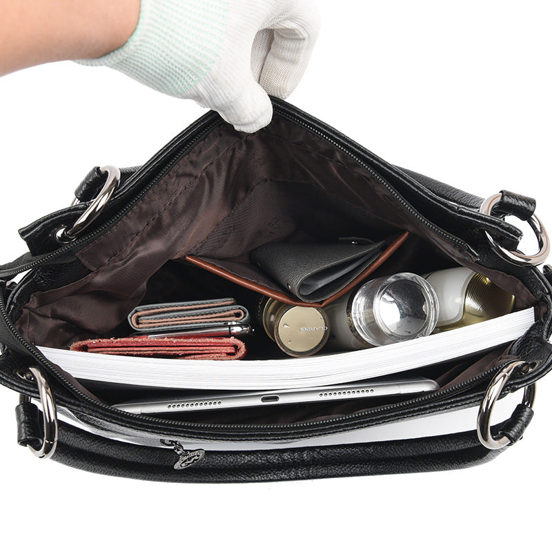 Soft Leather Boston Style Handbag for Women featuring a chic design, spacious interior, and durable PU leather material.