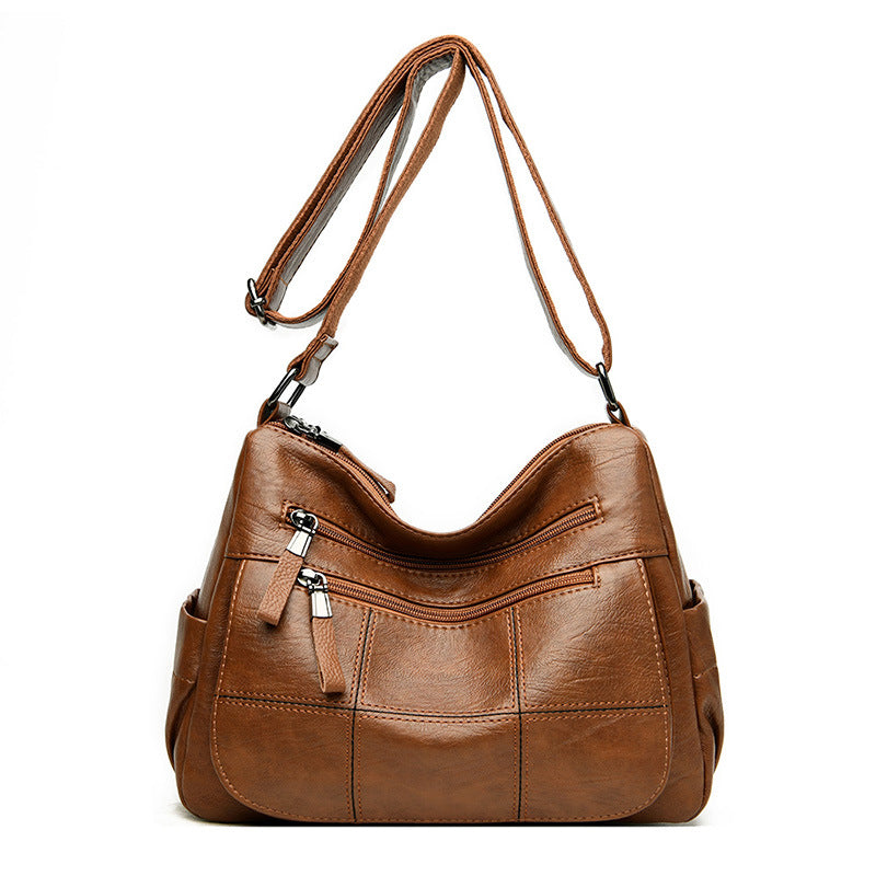 Soft Leather Fashion Lady's One-shoulder Messenger Bag in various colors, showcasing its stylish design and quality materials.