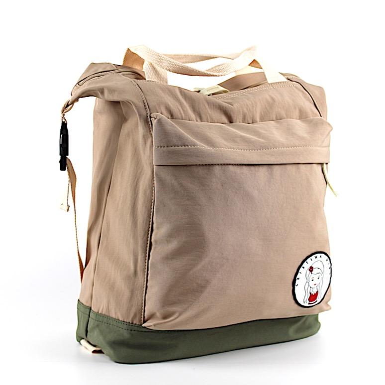 Soft Polyester Bag/Backpack in four colors with adjustable straps and zipped pockets, ideal for work and travel.