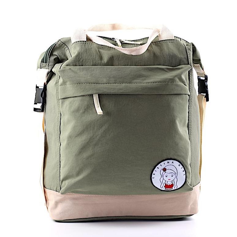 Soft Polyester Bag/Backpack in four colors with adjustable straps and zipped pockets, ideal for work and travel.