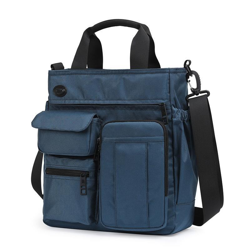 Solid Color High Quality Business Messenger Bag for Men, featuring expandable pockets and water-repellent fabric, ideal for business and travel.