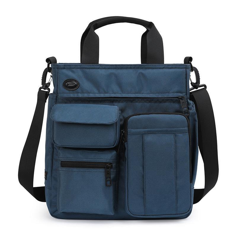 Solid Color High Quality Business Messenger Bag for Men, featuring expandable pockets and water-repellent fabric, ideal for business and travel.