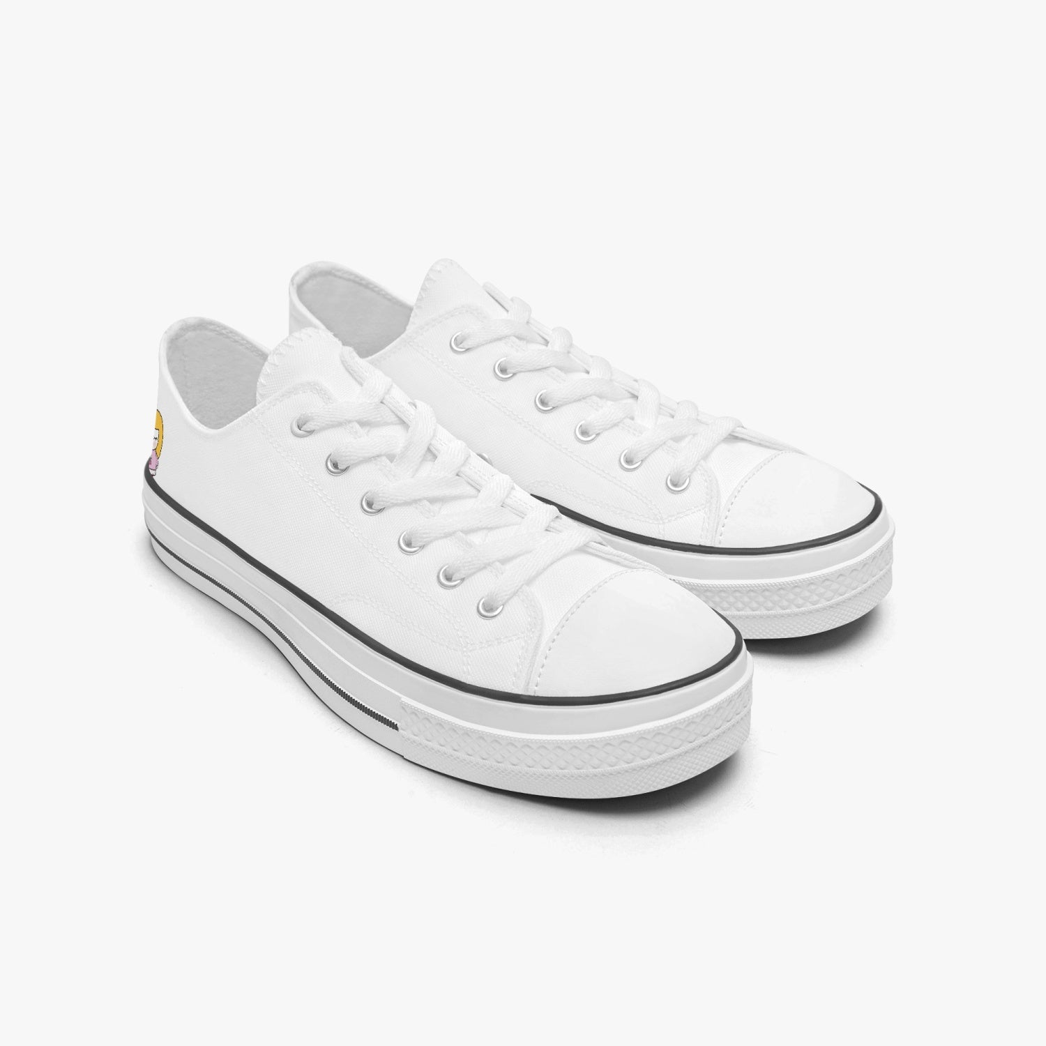 Sue Sue Sweet Low Canvas Shoes featuring a white sole, designed for unisex wear with a classic lace-up closure and durable materials.