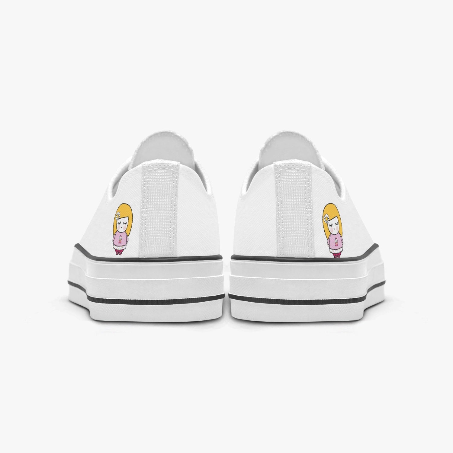 Sue Sue Sweet Low Canvas Shoes featuring a white sole, designed for unisex wear with a classic lace-up closure and durable materials.