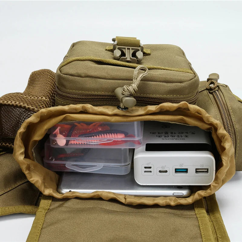 Tactical Shoulder Bag in military style, made from durable 900D Oxford material, designed for outdoor activities like camping and trekking.