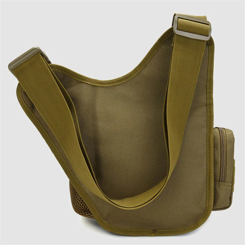 Tactical Shoulder Bag in military style, made from durable 900D Oxford material, designed for outdoor activities like camping and trekking.