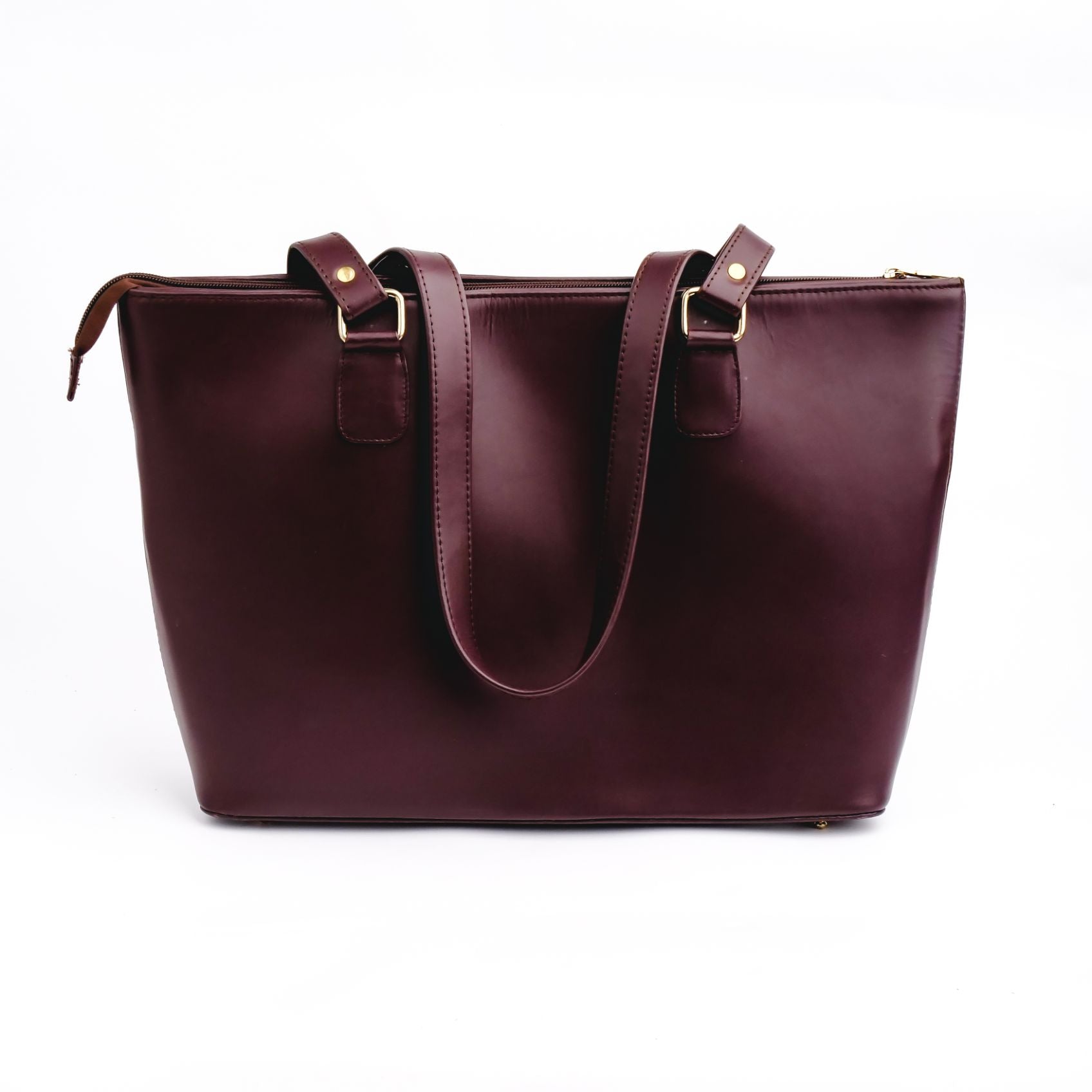 Boss Lady Pure Leather Women's Tote Bag in Wine Berry, showcasing its elegant design and spacious interior.
