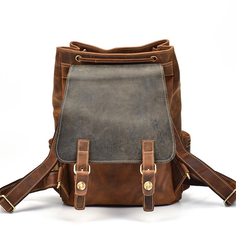 The Hagen Backpack, a vintage leather backpack made from genuine cowhide leather, showcasing its antique appearance and spacious design.