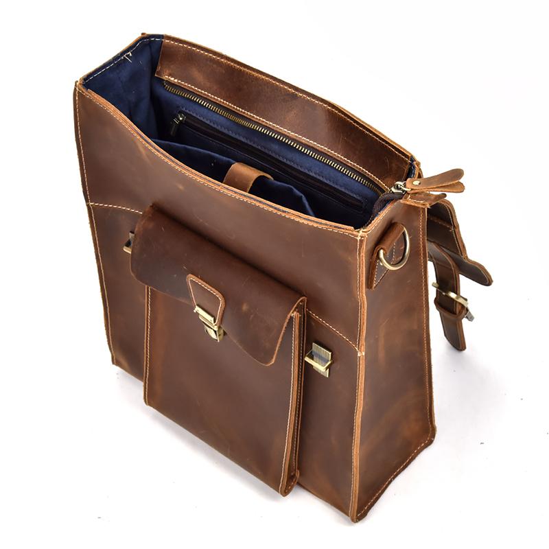 The Vali Backpack made of high-quality crazy horse leather, featuring a sleek design with adjustable straps and multiple compartments.