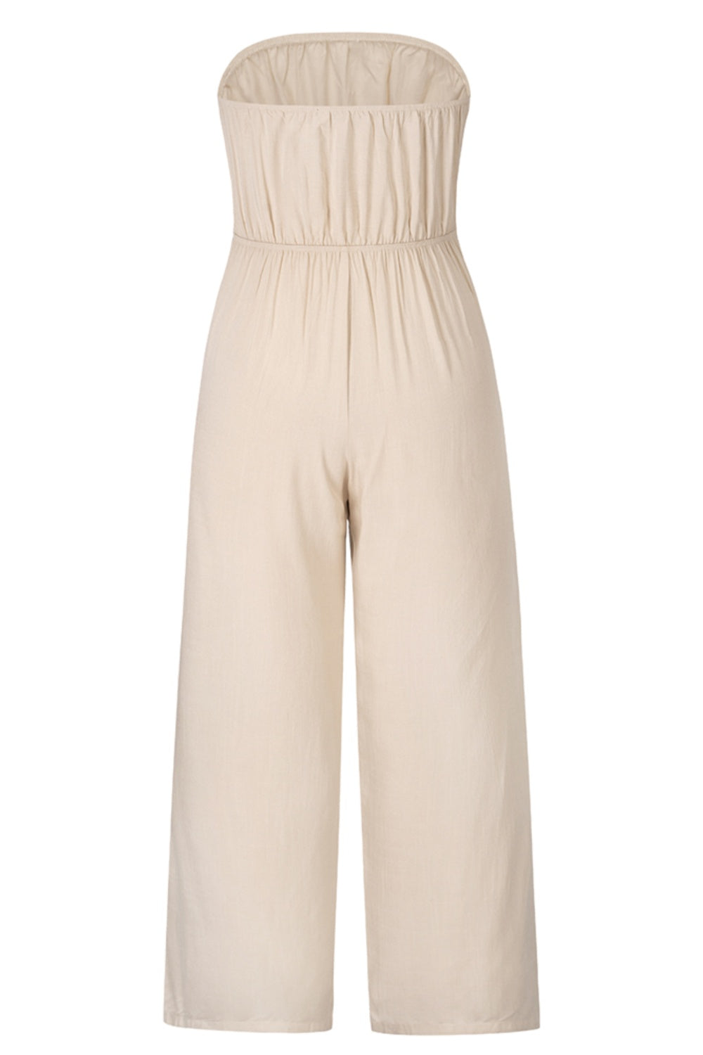 A stylish Tied Cutout Tube Wide Leg Jumpsuit featuring a tied design and wide leg cut, perfect for various occasions.