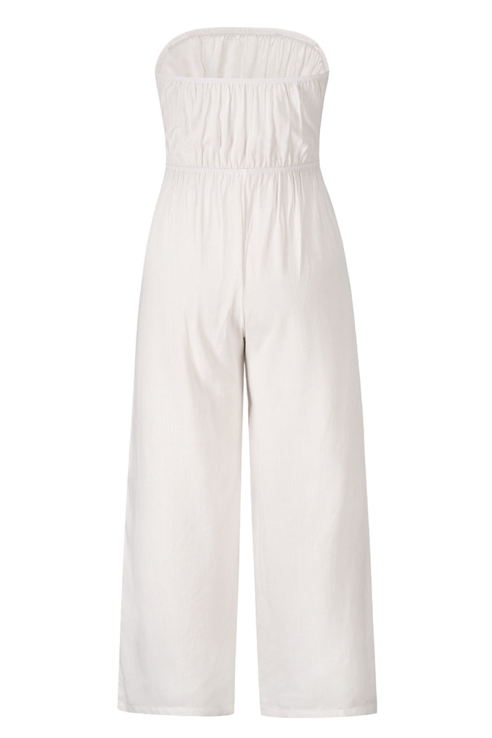 A stylish Tied Cutout Tube Wide Leg Jumpsuit featuring a tied design and wide leg cut, perfect for various occasions.