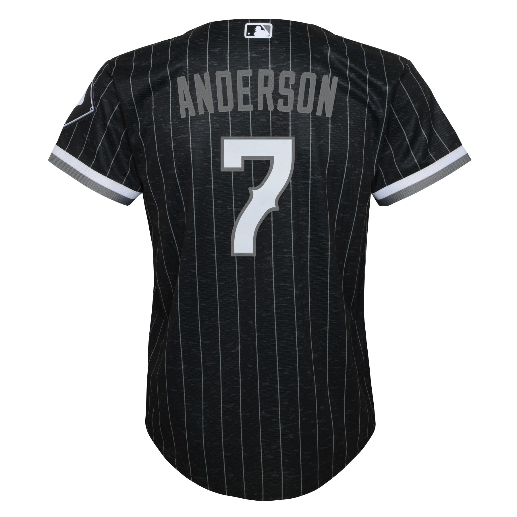 Tim Anderson Chicago White Sox Child Nike Black City Connect Replica jersey featuring team logo and Nike branding.