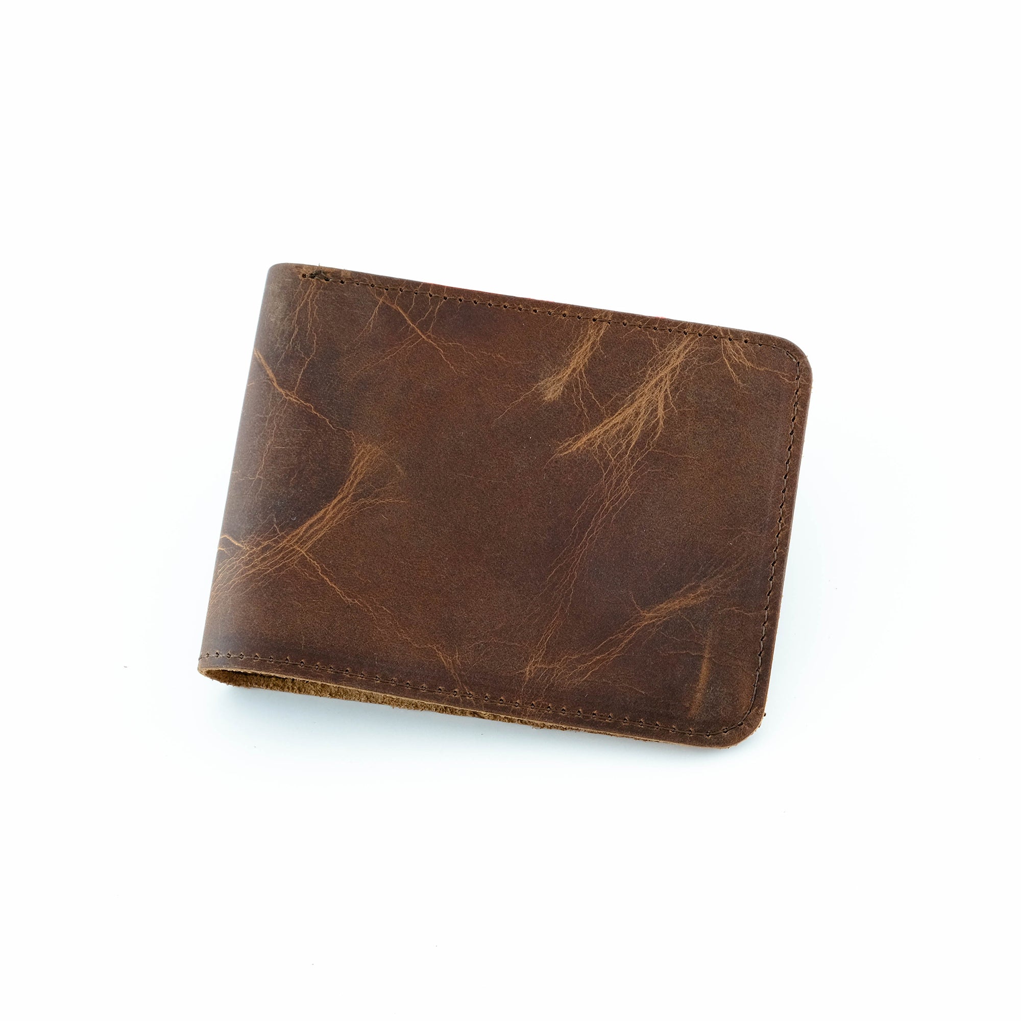 Tulipa Genuine Leather Natural Wallet in four colors: Brown, Red, Blue, and Green, showcasing its sleek design and card slots.