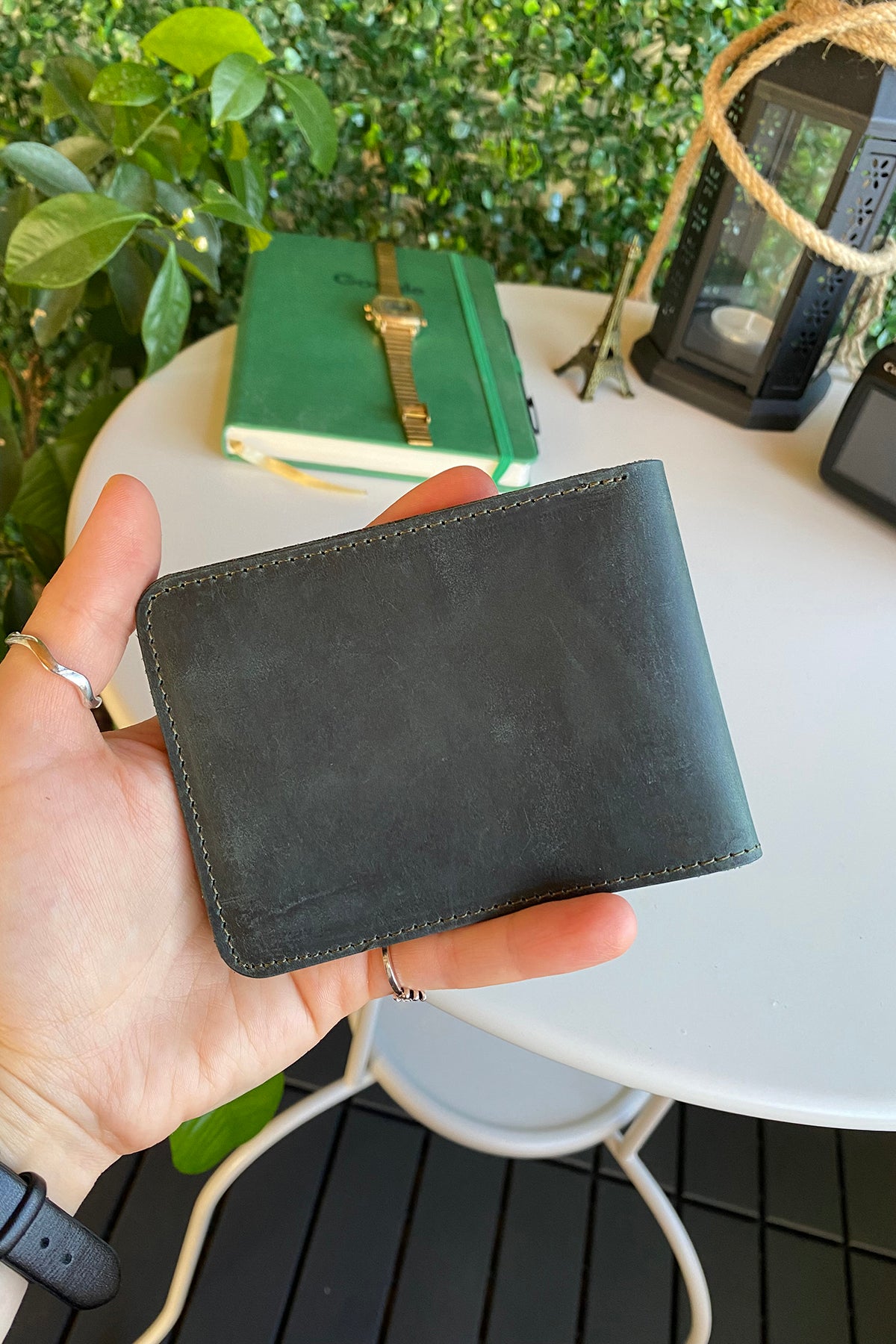 Tulipa Genuine Leather Natural Wallet in four colors: Brown, Red, Blue, and Green, showcasing its sleek design and card slots.