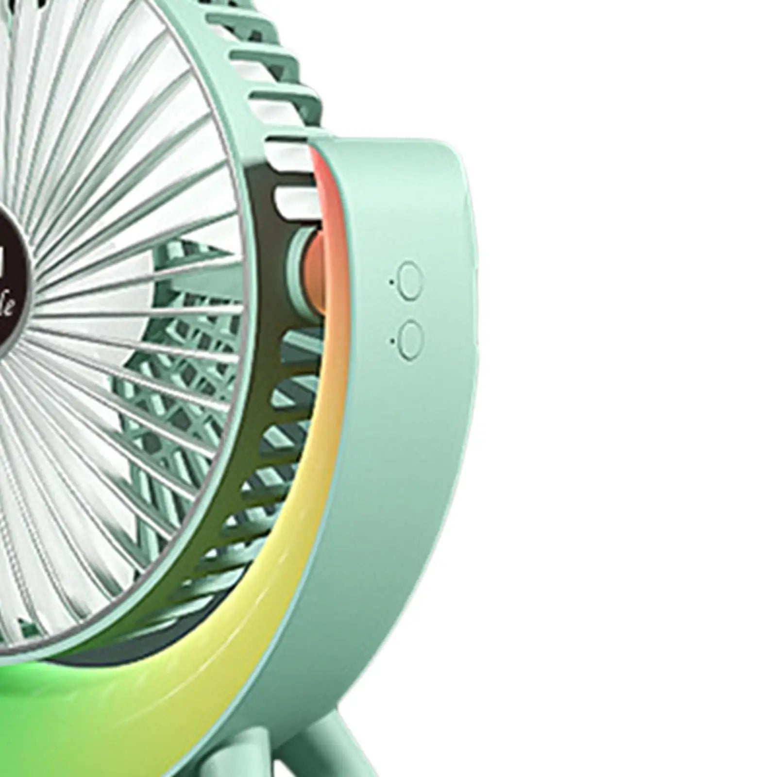 USB Desk Fan with adjustable tilt, three speeds, and five light modes, perfect for desktop use.