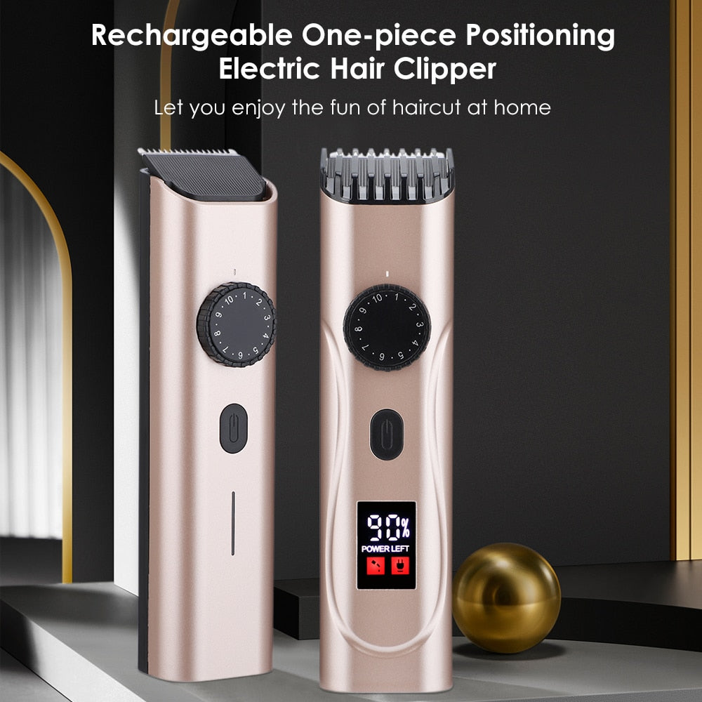 USB Electric Hair Clippers in gold color, showcasing its sleek design and features for hair and beard trimming.