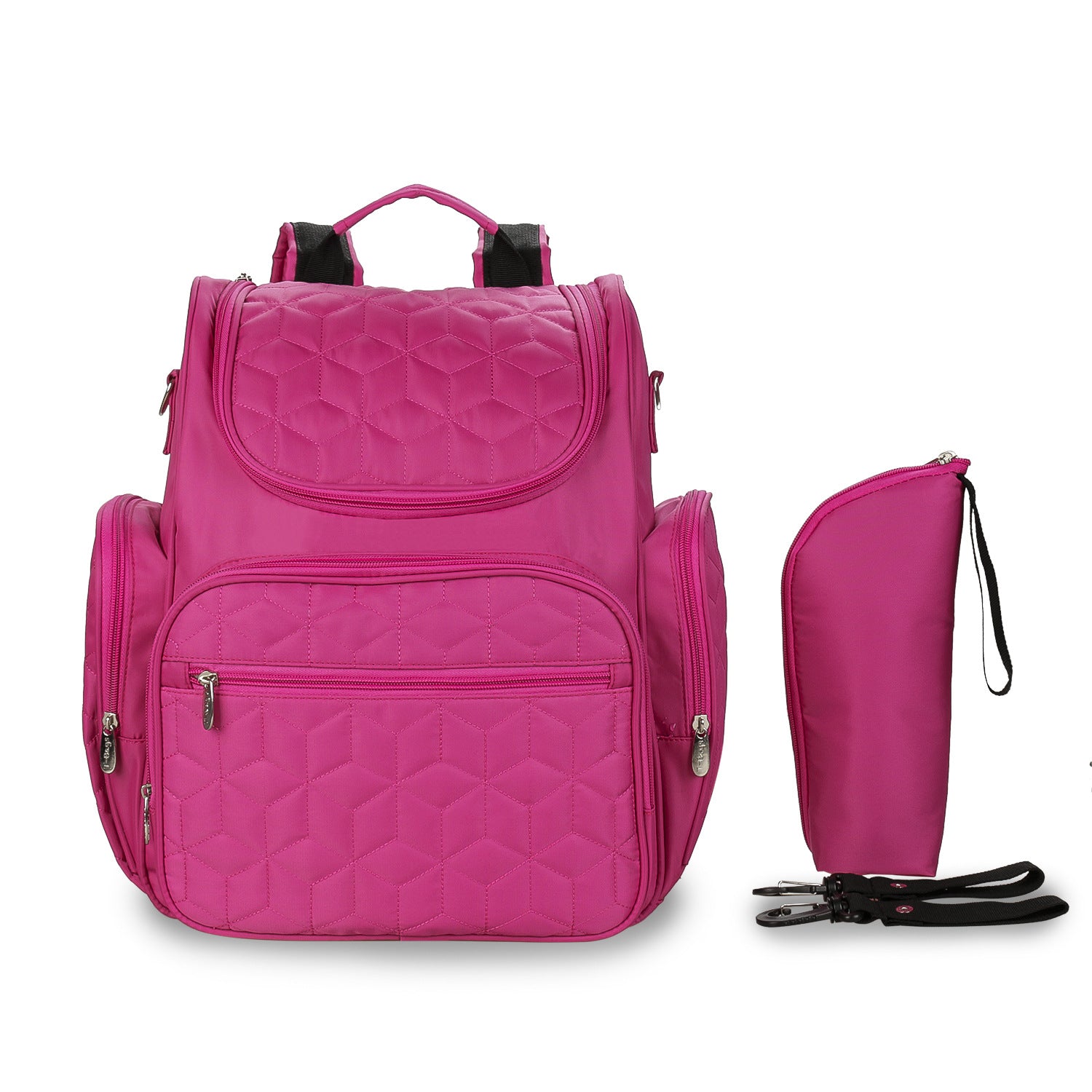 Waterproof Large Capacity Mommy Bag in black, designed for baby strollers, featuring multiple compartments and stylish backpack design.