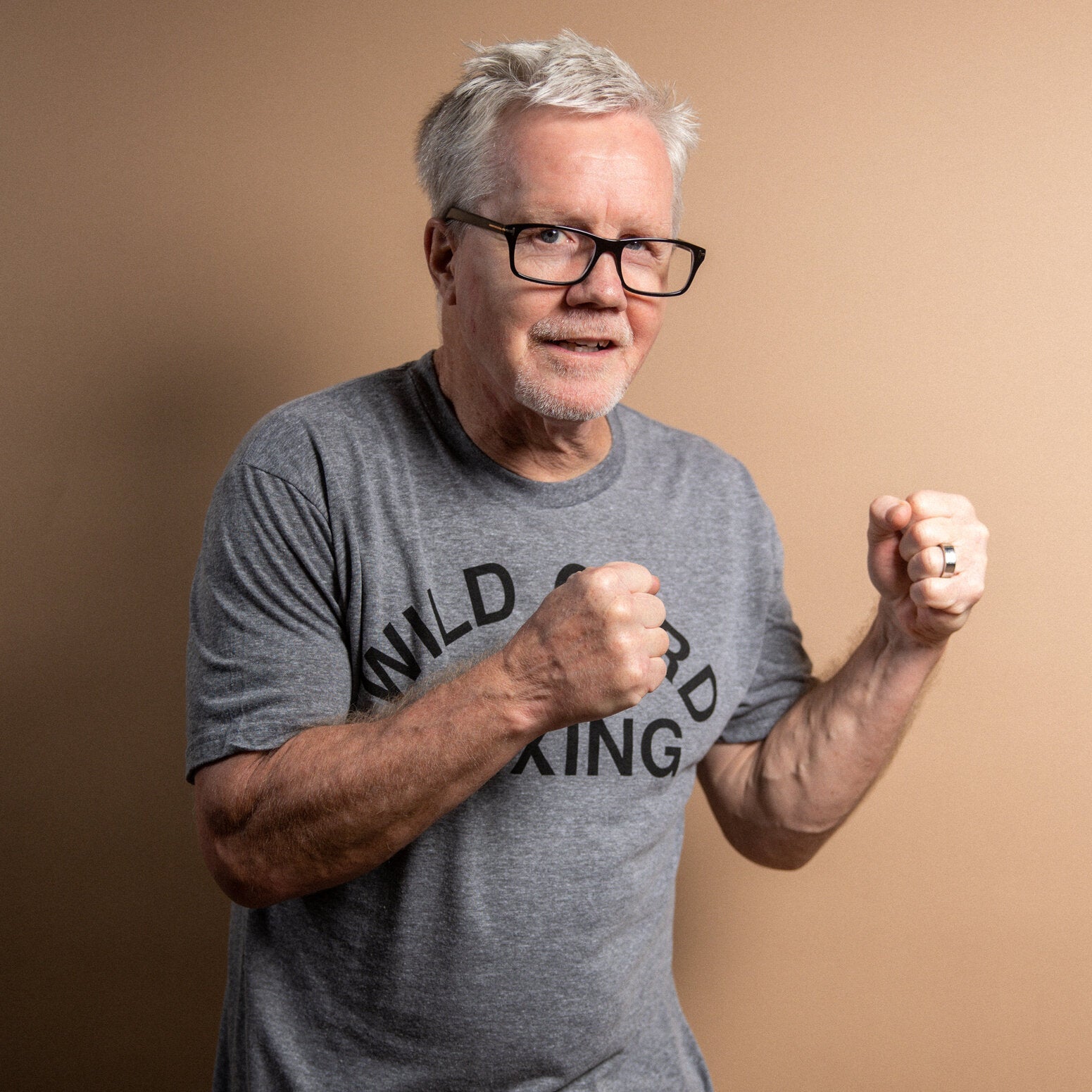 WCB Old School Logo T-Shirt in Grey and Black featuring classic Wild Card Boxing design, soft triblend material, and athletic fit.