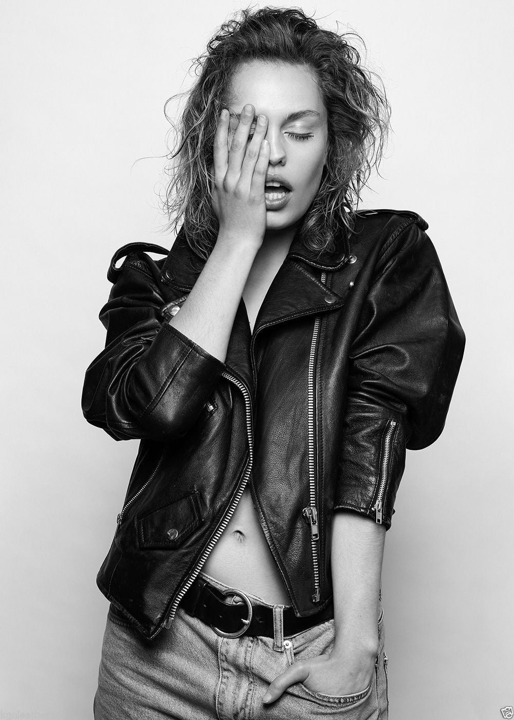 Women Real Lambskin Leather Biker Jacket KW034 featuring high-quality leather, satin lining, and stylish design with multiple pockets.