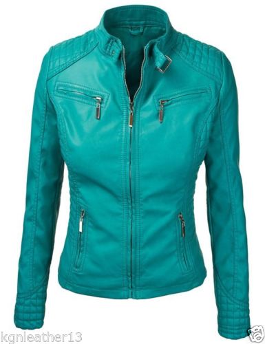 Women Real Lambskin Leather Biker Jacket KW092 featuring high-quality leather, satin lining, and stylish biker design.