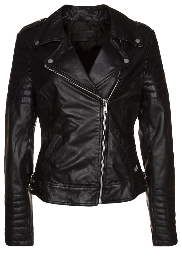 Women Real Lambskin Leather Biker Jacket KW197 featuring high-quality leather, satin lining, and stylish design with pockets.