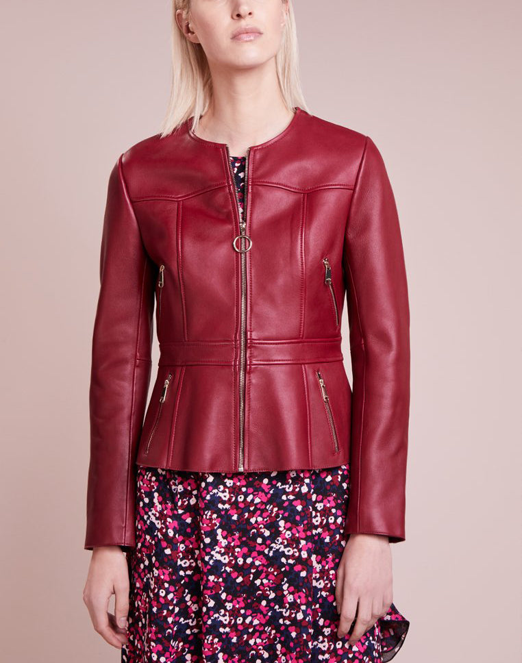 Women Real Lambskin Leather Biker Jacket KW211 featuring high-quality leather, satin lining, and stylish design.