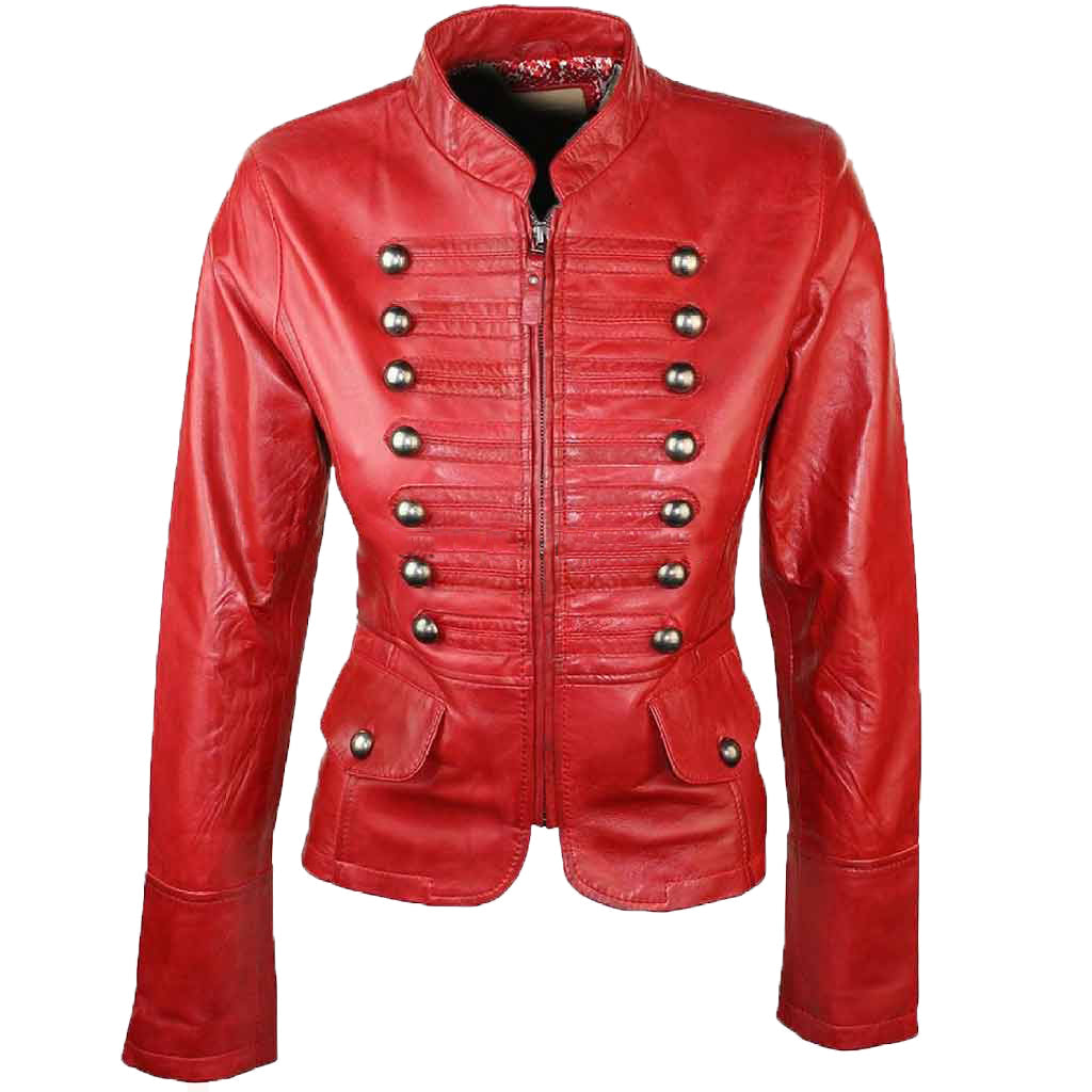 Women Real Lambskin Leather Biker Jacket KW460 featuring high-quality leather, satin lining, and stylish design with pockets.