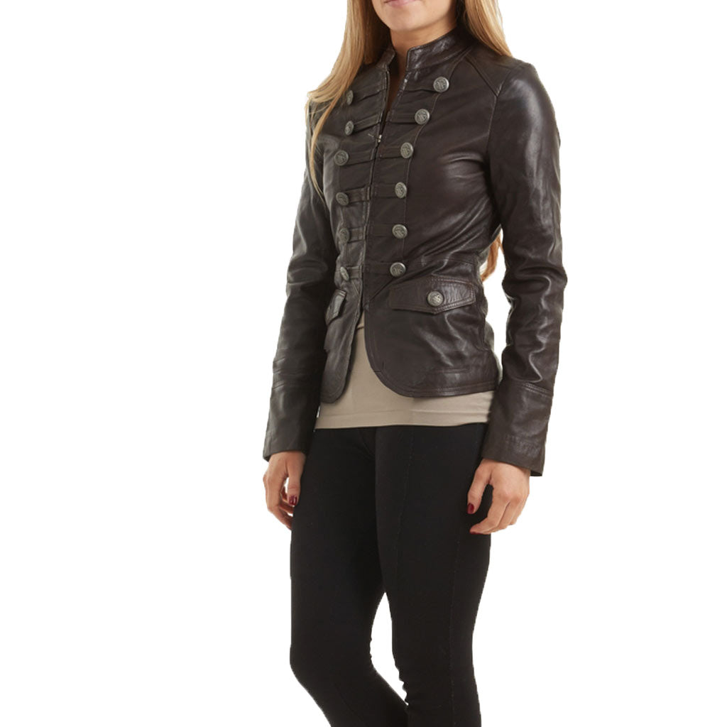 Women Real Lambskin Leather Biker Jacket KW464 featuring high-quality leather, stylish design, and satin lining for comfort.
