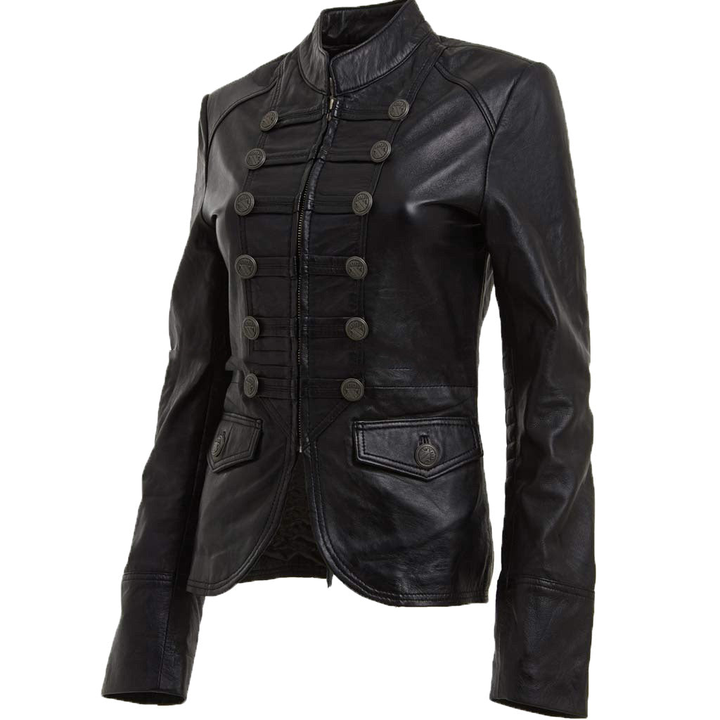 Women Real Lambskin Leather Biker Jacket KW472 featuring high-quality leather, YKK zipper, and satin lining for comfort.