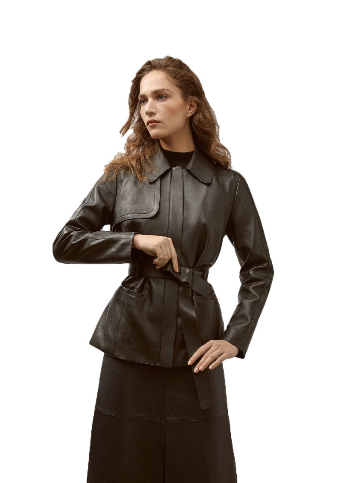 Women Real Lambskin Leather Biker Jacket KW481 featuring high-quality leather, satin lining, and stylish biker design.