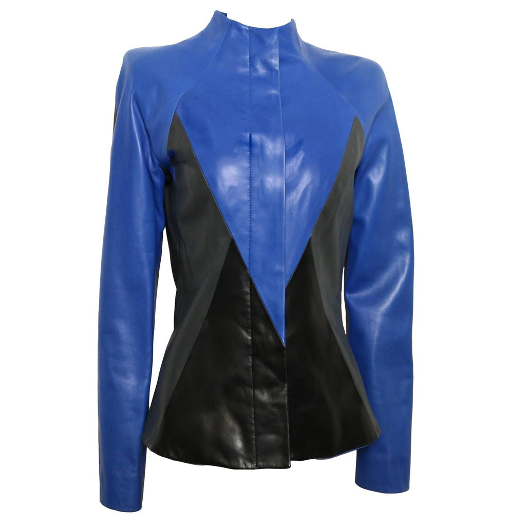 Women Real Lambskin Leather Biker Jacket KW449 featuring high-quality leather, satin lining, and stylish design with multiple pockets.