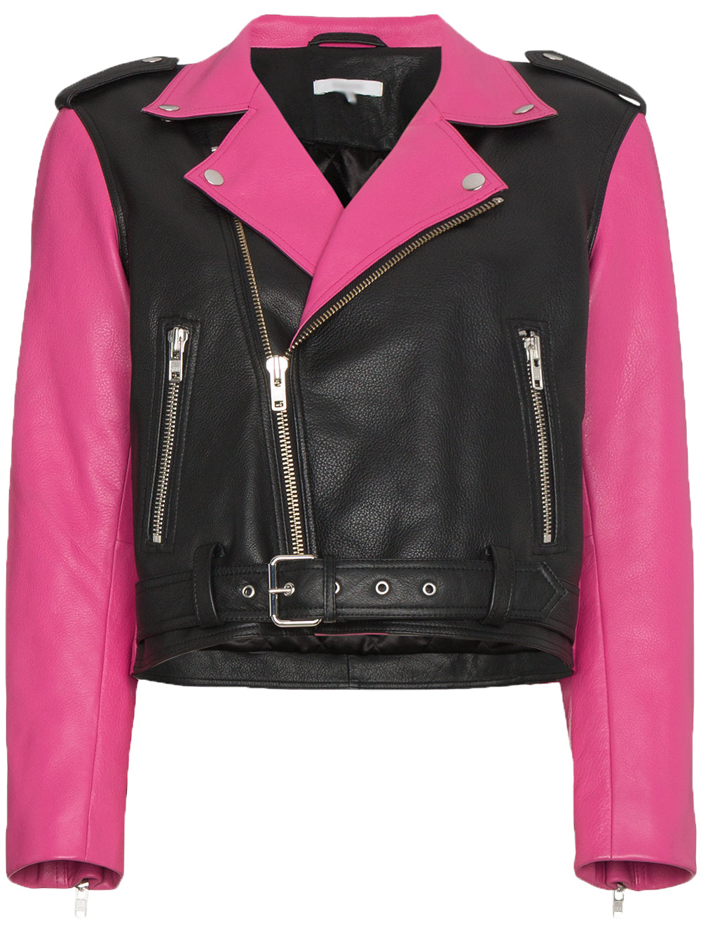 Women Real Lambskin Leather Biker Jacket KW532 featuring high-quality leather, satin lining, and stylish design with pockets.