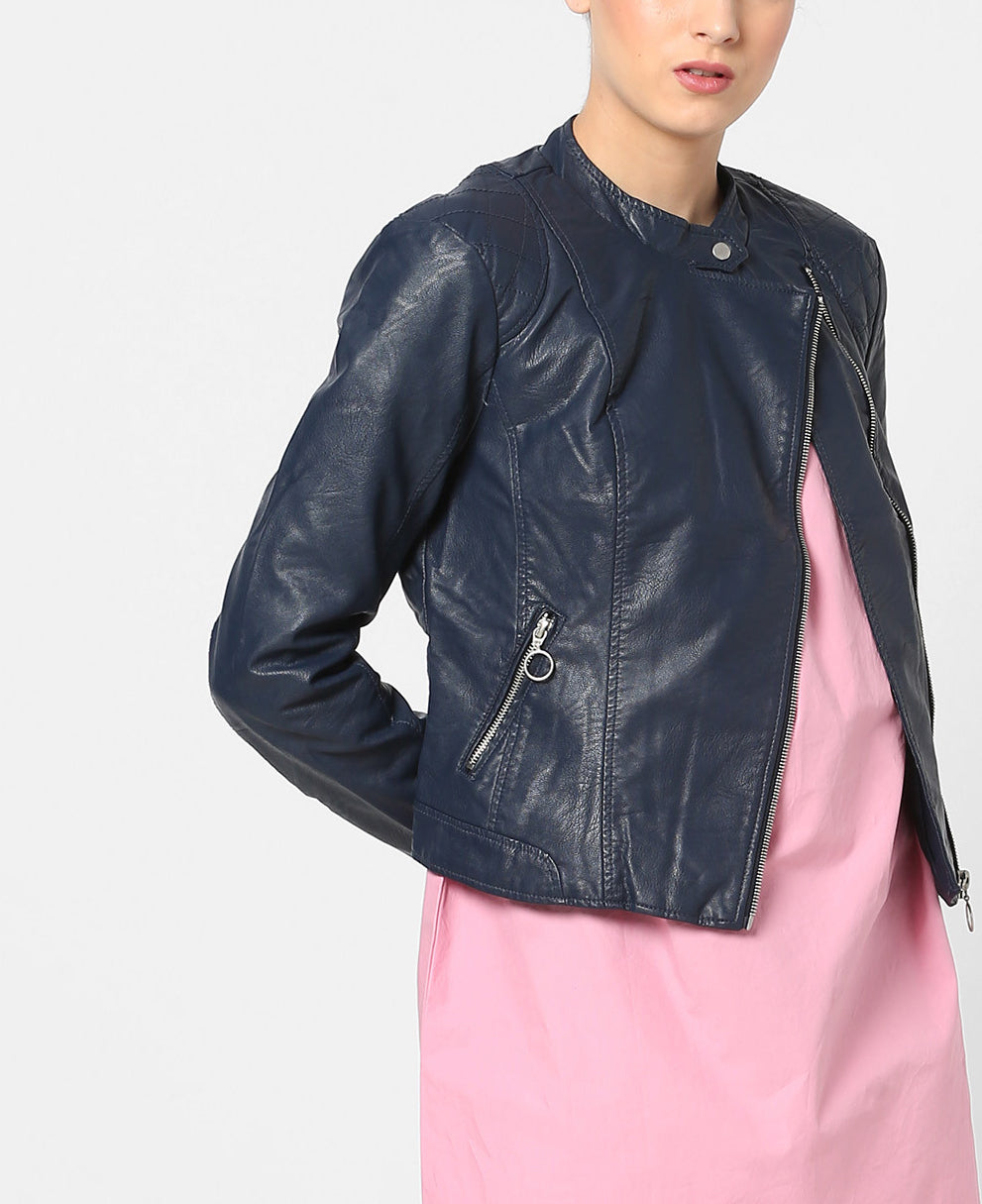 Women Real Lambskin Leather Biker Jacket KW557 featuring high-quality leather, satin lining, and stylish motorcycle design.