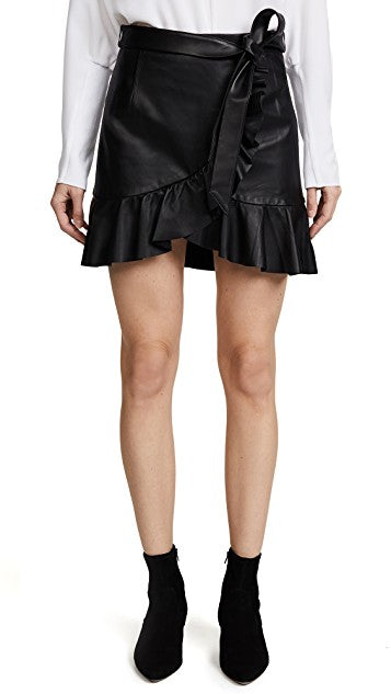 Women Real Lambskin Leather Slim Fit Skirt in knee-length pencil style with pockets and satin lining.