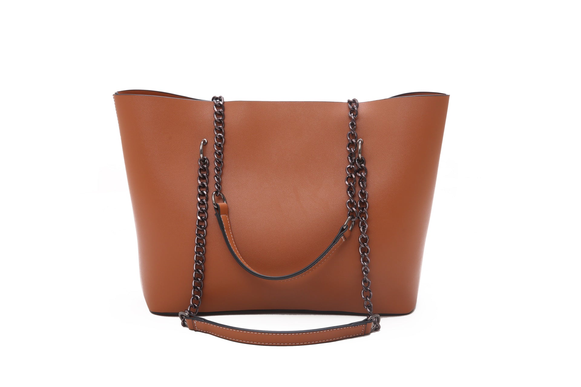 A stylish Women's Solid Color Soft Shoulder Messenger Bag featuring a retro design, chain handle, and spacious interior pockets.